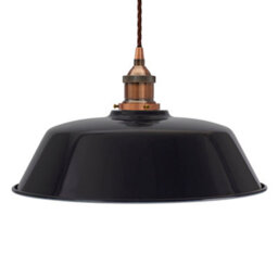 Navy Blue Chancery Painted Dome Pendant Light With Antique Copper Lamp Holder And Brown Twisted Cable - Se Home - thumbnail 1