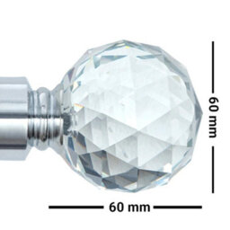 A.unique Home Gem Crystal Ball Metal Extendable Curtain Pole With Rings And Fittings (25/28mm) - Nickel, 70Cm - 120Cm  Approx - thumbnail 5