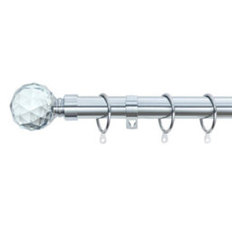 A.unique Home Gem Crystal Ball Metal Extendable Curtain Pole With Rings And Fittings (25/28mm) - Nickel, 70Cm - 120Cm  Approx - thumbnail 1