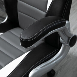Homcom Racing Office Chair Pu Leather Computer Desk Gaming Style With Wheels, Flip-Up Armrest, Grey - thumbnail 8