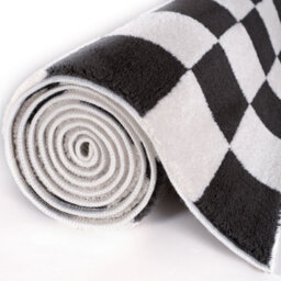 The Rugs Loft Dark Grey And Ivory Checkerboard Living Room Area Rug And Runners Soft Pile - thumbnail 8