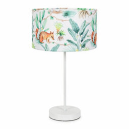Valuelights Charles White Table Lamp With Jungle Print Shade - thumbnail 2