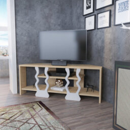 Decorotika Firal Corner Tv Stand Tv Unit For Tvs Up To 45 Inch Sapphire Oak And White - thumbnail 3