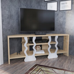 Decorotika Firal Corner Tv Stand Tv Unit For Tvs Up To 45 Inch Sapphire Oak And White - thumbnail 2