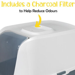 Cat Centre.Direct Cat Centre Dark Grey Hooded Cat Litter Tray With Flap Door & Charcoal Filter - thumbnail 4