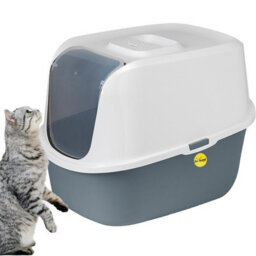 Cat Centre.Direct Cat Centre Dark Grey Hooded Cat Litter Tray With Flap Door & Charcoal Filter - thumbnail 2