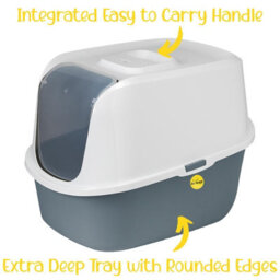 Cat Centre.Direct Cat Centre Dark Grey Hooded Cat Litter Tray With Flap Door & Charcoal Filter - thumbnail 6