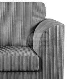 Furnishings For Less UK Luxor Jumbo Cord 3 + 2 + 1 Fabric 3 Piece Sofa Suite - Fullback Grey - thumbnail 4