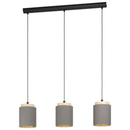 Elegant Black And Brown Pendant Ceiling Light With Cappuccino Fabric Shade