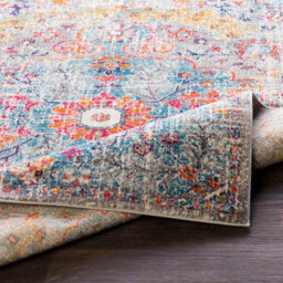 Livabliss Harput-Vintage Blue Orange Yellow Grey Traditional Boho Living Dining Bedroom Rug 140 X 200 Cm Easy Care, Non Shedding - thumbnail 4