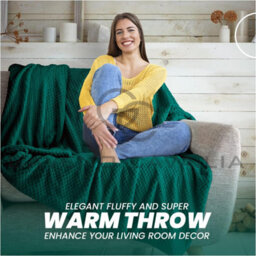 Gc Gaveno Cavailia Fluffy Pop Throw 150X200Cm Green Lightweight Honeycomb Blanket For Bed Settee Throws For Sofas Couch Chair - thumbnail 6