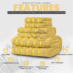 Gc Gaveno Cavailia 3 Piece Kensington Bath Sheet 80X140 Ochre 500 Gsm Quick Dry & Water Absorbent Towel - thumbnail 2