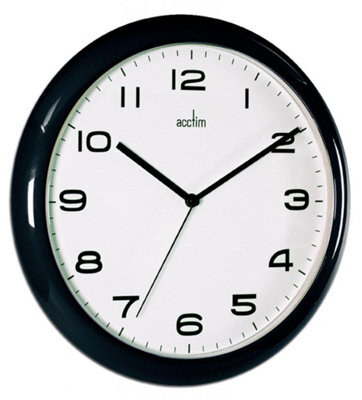 Acctim 92/302 Aylesbury Wall Clock, Black, 25.5 Cm H X 25.5 Cm W X 3.5 Cm D