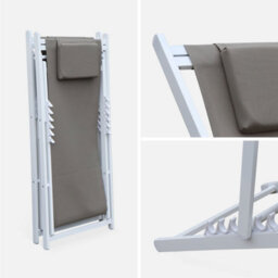 Sweeek. Pair Of Aluminium Textilene Sun Loungers Gaia Beige-Brown 99X88.5X58 Cm - thumbnail 5
