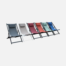 Sweeek. Pair Of Aluminium Textilene Sun Loungers Gaia Beige-Brown 99X88.5X58 Cm - thumbnail 6