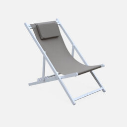 Sweeek. Pair Of Aluminium Textilene Sun Loungers Gaia Beige-Brown 99X88.5X58 Cm - thumbnail 3