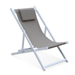 Sweeek. Pair Of Aluminium Textilene Sun Loungers Gaia Beige-Brown 99X88.5X58 Cm - thumbnail 9