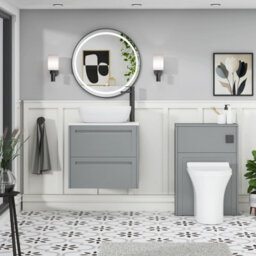 Royal Bathrooms Royal Bathroom Elmore 600mm Matt Pebble Grey Wall Mounted Bathroom Vanity Unit 2 Drawer Plain White Worktop With Elva Basin - thumbnail 5