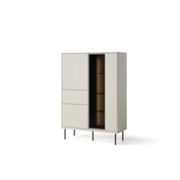 Arte Epiro 2 Elegant Cashmere & Dark Oak Display Cabinet - Modern Storage Solution - W99Cm X H140Cm X D41Cm