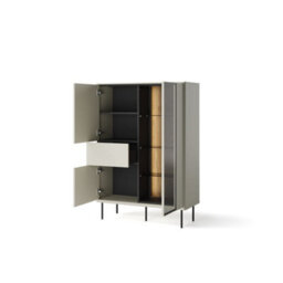 Arte Epiro 2 Elegant Cashmere & Dark Oak Display Cabinet - Modern Storage Solution - W99Cm X H140Cm X D41Cm - thumbnail 2