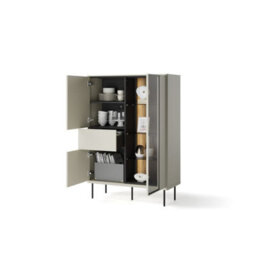 Arte Epiro 2 Elegant Cashmere & Dark Oak Display Cabinet - Modern Storage Solution - W99Cm X H140Cm X D41Cm - thumbnail 3