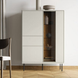 Arte Epiro 2 Elegant Cashmere & Dark Oak Display Cabinet - Modern Storage Solution - W99Cm X H140Cm X D41Cm - thumbnail 4