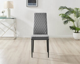 Furniturebox Uk Novara Black Leg Round Glass Dining Table & 4 Grey Velvet Milan Black Leg Chairs - thumbnail 9