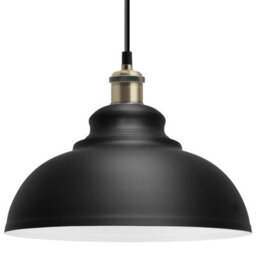 Long Life Lamps Company Industrial Retro Vintage Dome Ceiling Pendant Light Black Shade Antique Brass Holder M0081 - thumbnail 1