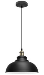 Long Life Lamps Company Industrial Retro Vintage Dome Ceiling Pendant Light Black Shade Antique Brass Holder M0081 - thumbnail 3