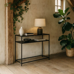 Wyld Haus Graz Matte Black Metal Console Table With Open Shelf 1000X350X790mm - thumbnail 2