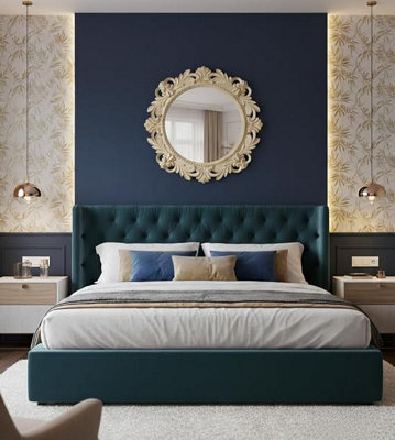 Biznest 51Cm Cream Brushed Gold Rustic Effect Round Wall Mirror Antique Style Elegant Addition To Your Home- Best Gift - image 1