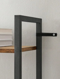 LEDREM Bookshelf 6 Shelf Unit Bookshelf Steel Construction For Living Room Hallway Office Industrial Style Rustic Brown And Black - thumbnail 9
