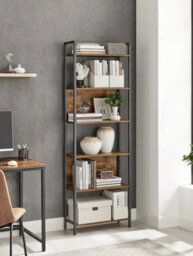 Vasagle Bookshelf 6 Shelf Unit Bookshelf Steel Construction For Living Room Hallway Office Industrial Style Rustic Brown And Black
