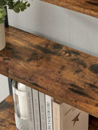LEDREM Bookshelf 6 Shelf Unit Bookshelf Steel Construction For Living Room Hallway Office Industrial Style Rustic Brown And Black - thumbnail 6