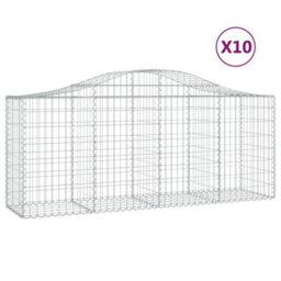 Berkfield Arched Gabion Baskets 10 Pcs 200X50X80/100 Cm Galvanised Iron - thumbnail 2
