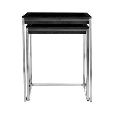 Orsina Modern Design Nest Of 2 Faux Shark Skin Tables, Space Saving Nesting Tables, Stackable Design Side Tables - image 1