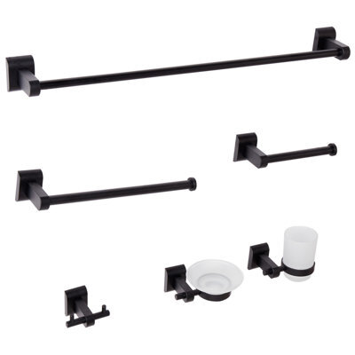 Beliani 6-Piece Bathroom Hardware Set Talara With Towel Bars And Hooks Black - image 1