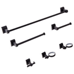 Beliani 6-Piece Bathroom Hardware Set Talara With Towel Bars And Hooks Black - thumbnail 4