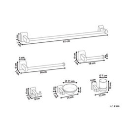 Beliani 6-Piece Bathroom Hardware Set Talara With Towel Bars And Hooks Black - thumbnail 3