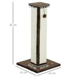 Pawhut Cat Scratching Post With Vertical Sisal Rope Ball Plush, 81Cm, Brown - thumbnail 3