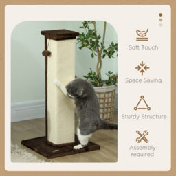 Pawhut Cat Scratching Post With Vertical Sisal Rope Ball Plush, 81Cm, Brown - thumbnail 4