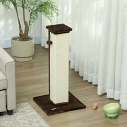 Pawhut Cat Scratching Post With Vertical Sisal Rope Ball Plush, 81Cm, Brown - thumbnail 8