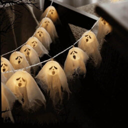 Amorly 600Cm Battery Operated Light Up Ghost String Garland, 40 Led Hanging Ghost Lights, Halloween Decoration For Garden, Patio - thumbnail 8