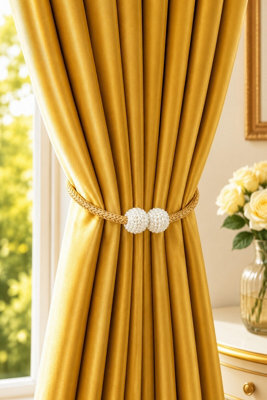 Pearl Magnetic Curtain Tiebacks 2 Pack Yellow - image 1