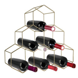 Orsina Sturdy 6 Botttle Gold Finish Wine Rack, Geometric Structure Bottle Rack For Cupboard, Minimalist Wine Rack - thumbnail 2