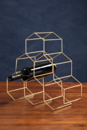 Orsina Sturdy 6 Botttle Gold Finish Wine Rack, Geometric Structure Bottle Rack For Cupboard, Minimalist Wine Rack - thumbnail 5