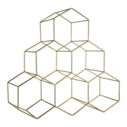 Orsina Sturdy 6 Botttle Gold Finish Wine Rack, Geometric Structure Bottle Rack For Cupboard, Minimalist Wine Rack