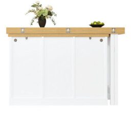 Btm Space Saving Dining Table Sideboard 120 197Cm With 2 Drawers And Glass Door Storage Cabinet, White - thumbnail 5