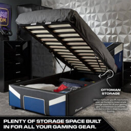 X Rocker Cerberus Single Ottoman Gaming Bed - Blue - thumbnail 3