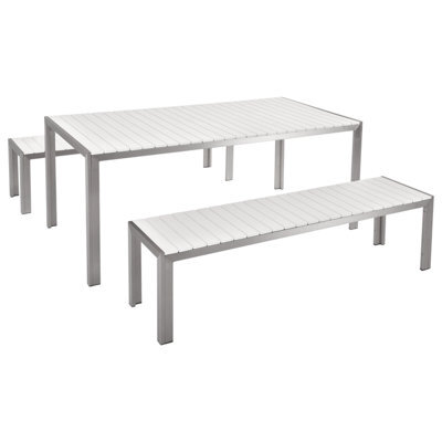 Beliani Nardo 6 Seater Garden Dining Set White - image 1